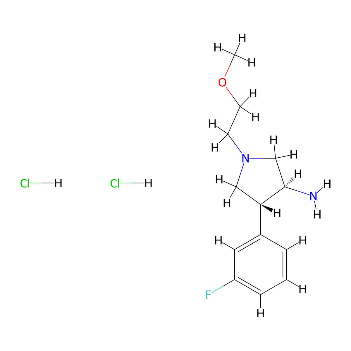 (3S,4R)-4-(3-Fluorophenyl)-1-(2-methoxyethyl)pyrrolidin-3-amine dihydrochloride molecular structure, CAS 1414567-41-1