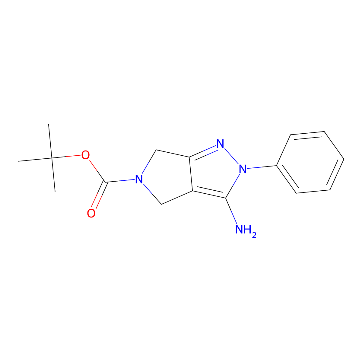 tert-butyl 3-amino-2-phenyl-2,6-dihydropyrrolo[3,4-c]pyrazole-5(4H)-carboxylate molecular structure, CAS 1414568-27-6