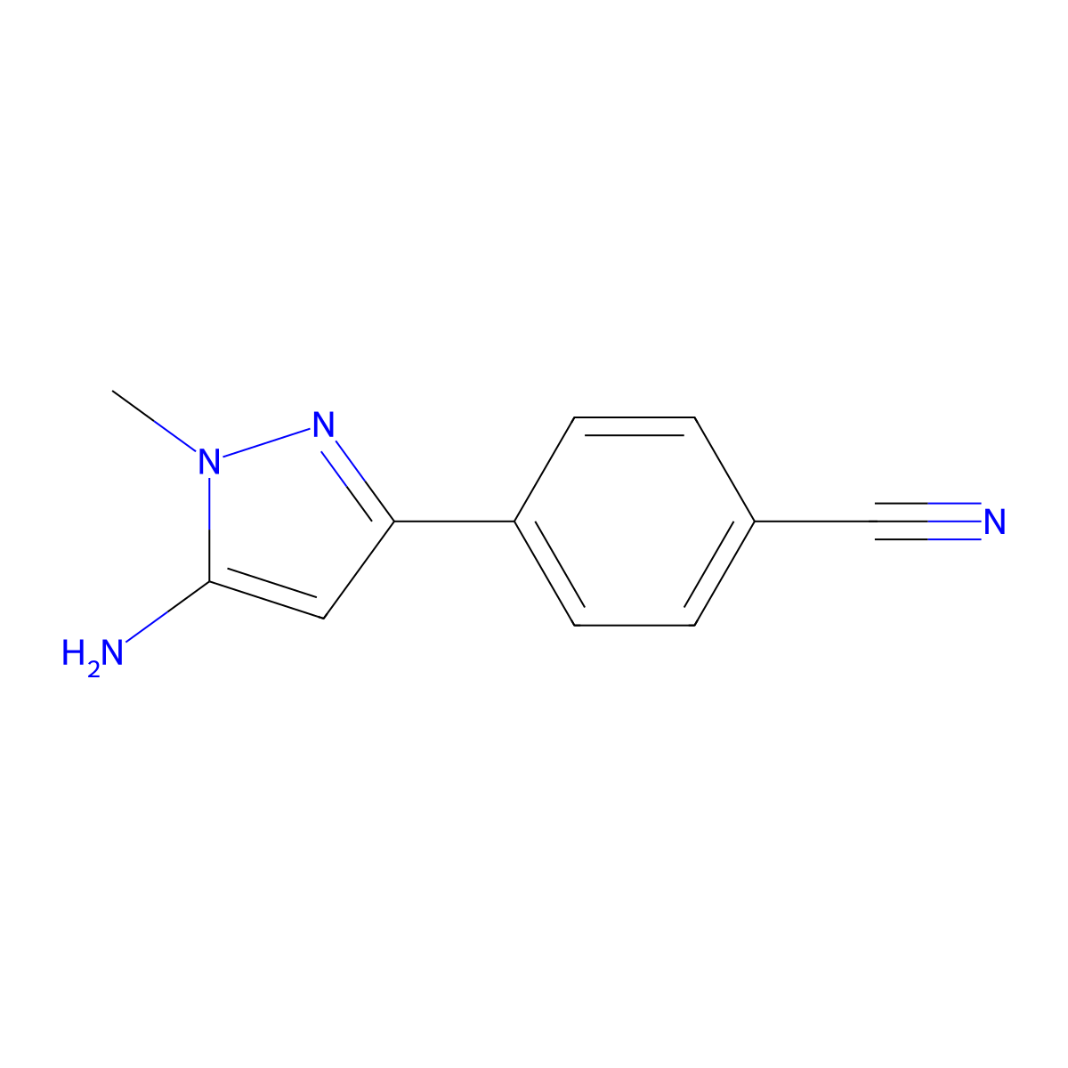 4-(5-Amino-1-methyl-1H-pyrazol-3-yl)benzonitrile molecular structure, CAS 1414568-28-7
