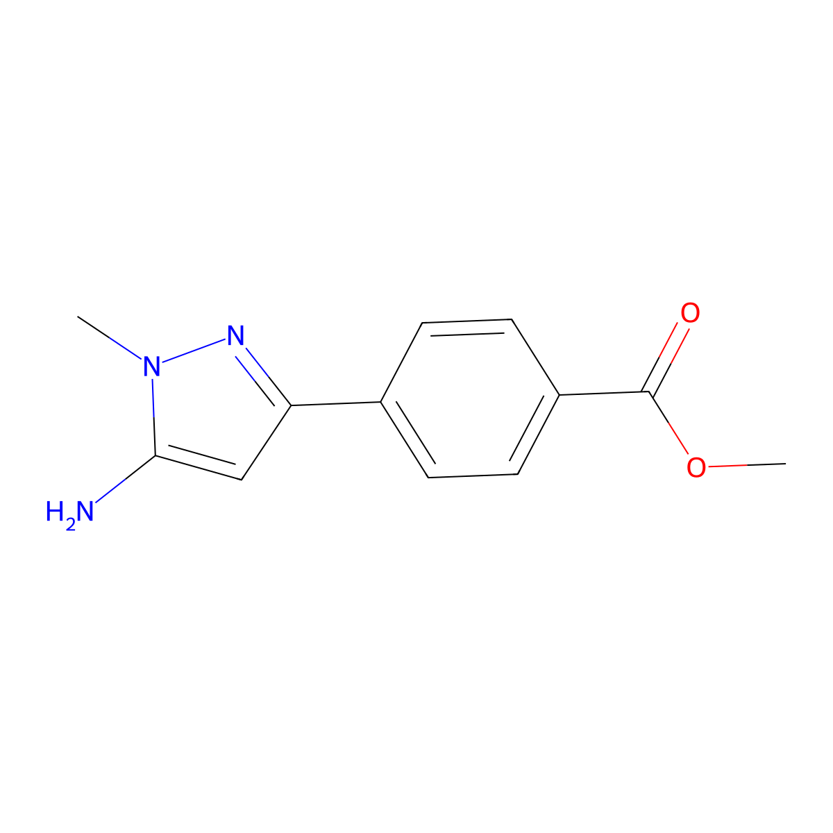 methyl 4-(5-amino-1-methyl-1H-pyrazol-3-yl)benzoate molecular structure, CAS 1414568-30-1