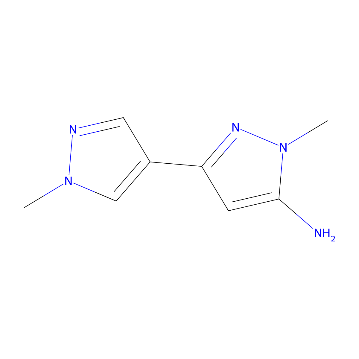 1-methyl-3-(1-methyl-1H-pyrazol-4-yl)-1H-pyrazol-5-amine molecular structure, CAS 1414568-49-2