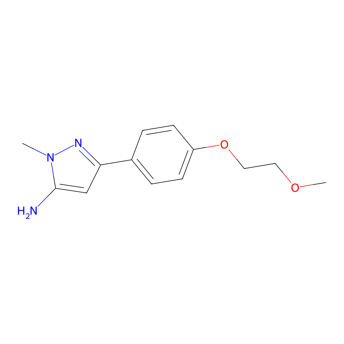 3-(4-(2-methoxyethoxy)phenyl)-1-methyl-1H-pyrazol-5-amine molecular structure, CAS 1414568-55-0