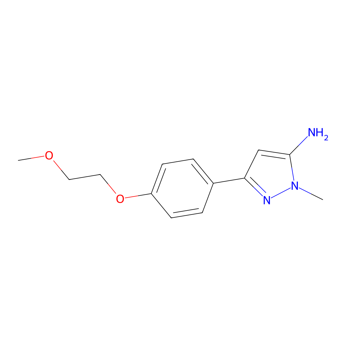 3-(4-(2-methoxyethoxy)phenyl)-1-methyl-1H-pyrazol-5-amine molecular structure, CAS 1414568-55-0