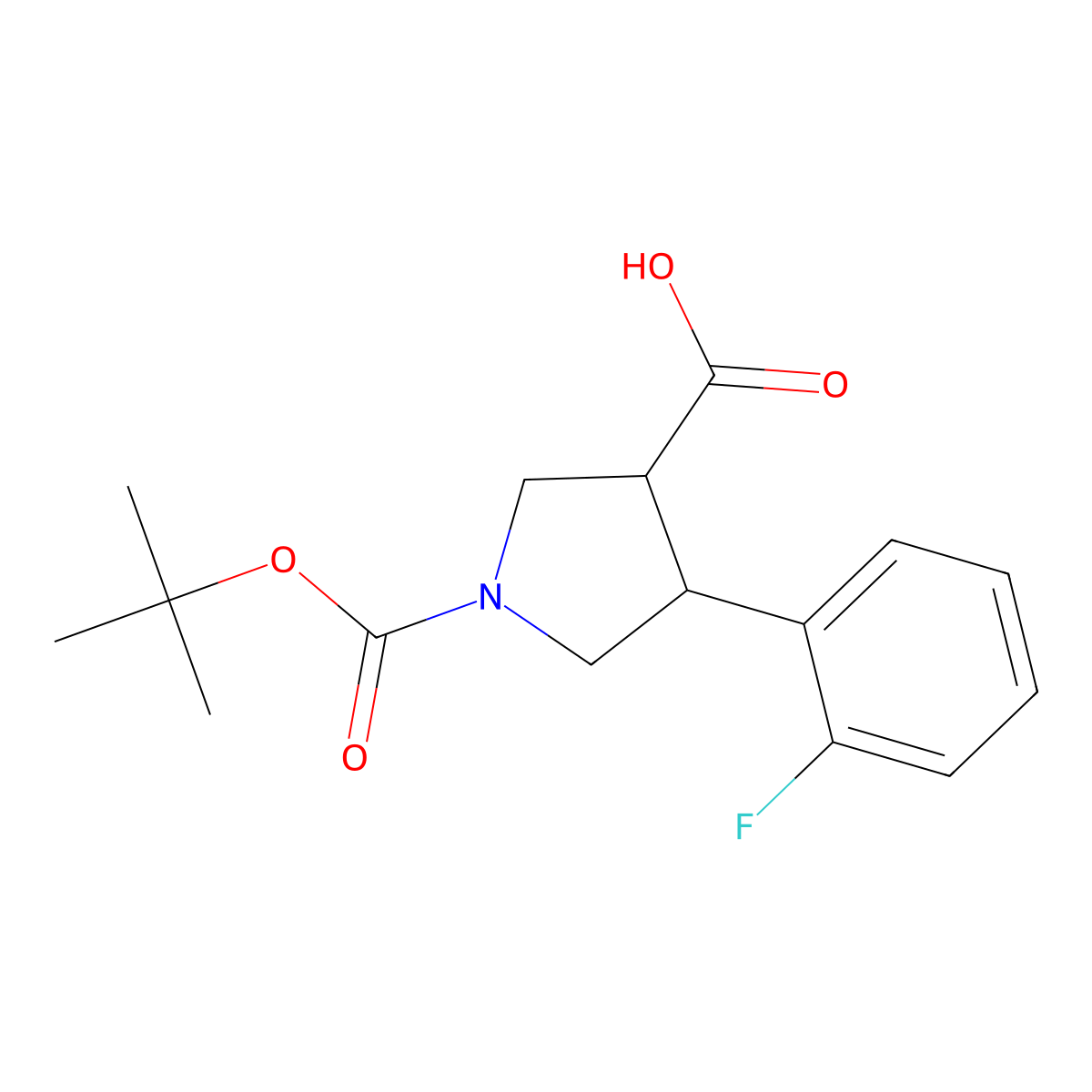 (3R,4S)-rel-1-(tert-Butoxycarbonyl)-4-(2-fluorophenyl)pyrrolidine-3-carboxylic acid molecular structure, CAS 1414580-85-0