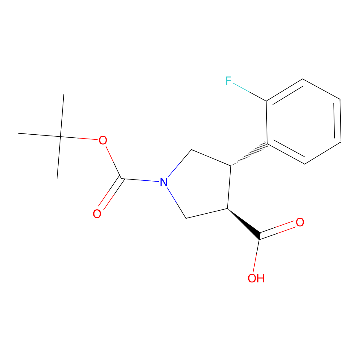 (3R,4S)-rel-1-(tert-Butoxycarbonyl)-4-(2-fluorophenyl)pyrrolidine-3-carboxylic acid molecular structure, CAS 1414580-85-0