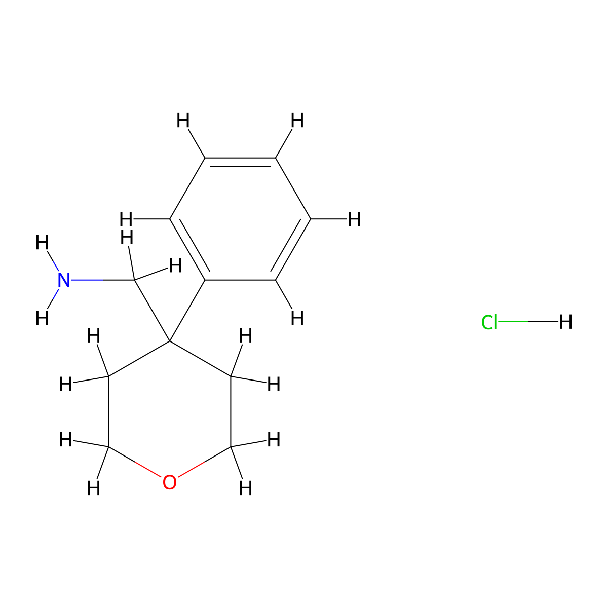 (4-Phenyloxan-4-yl)methanamine hydrochloride molecular structure, CAS 14146-00-0