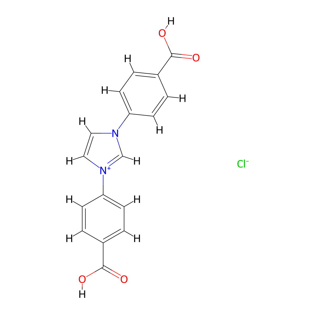 1,3-Bis(4-carboxyphenyl)-1H-imidazol-3-ium chloride molecular structure, CAS 1414629-40-5