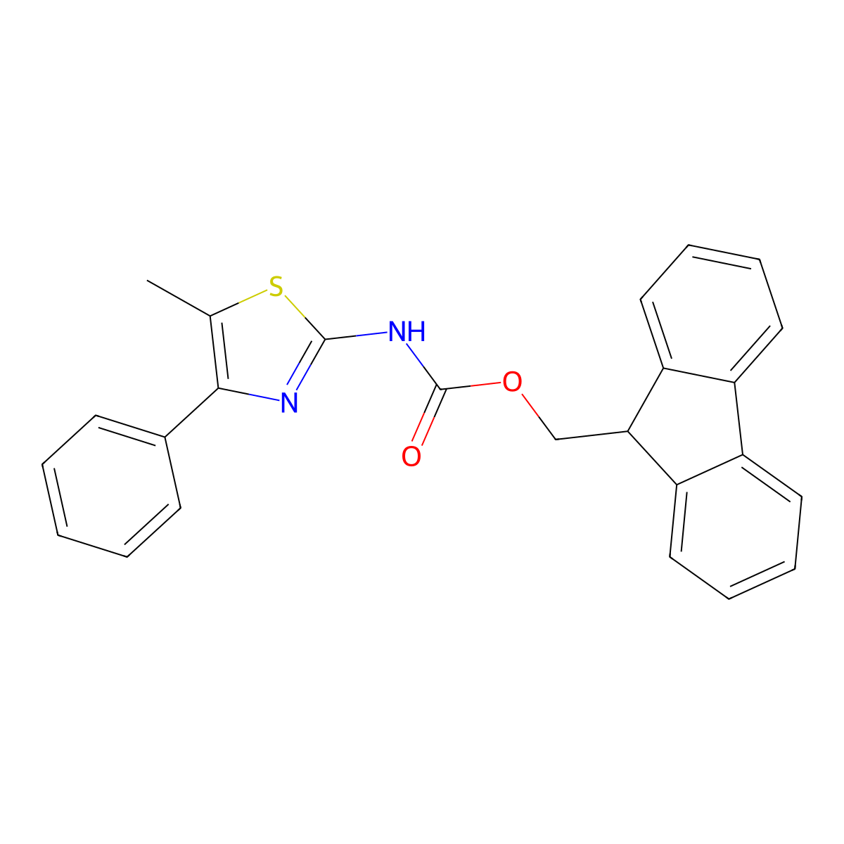 (9H-Fluoren-9-yl)methyl (5-methyl-4-phenylthiazol-2-yl)carbamate molecular structure, CAS 1414661-50-9