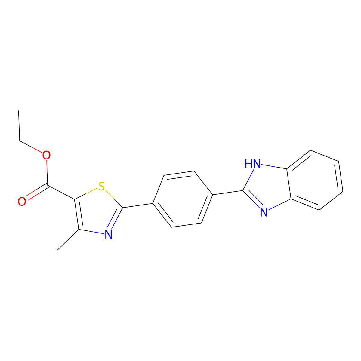 ethyl 2-(4-(1H-benzo[d]imidazol-2-yl)phenyl)-4-methylthiazole-5-carboxylate molecular structure, CAS 1414661-80-5
