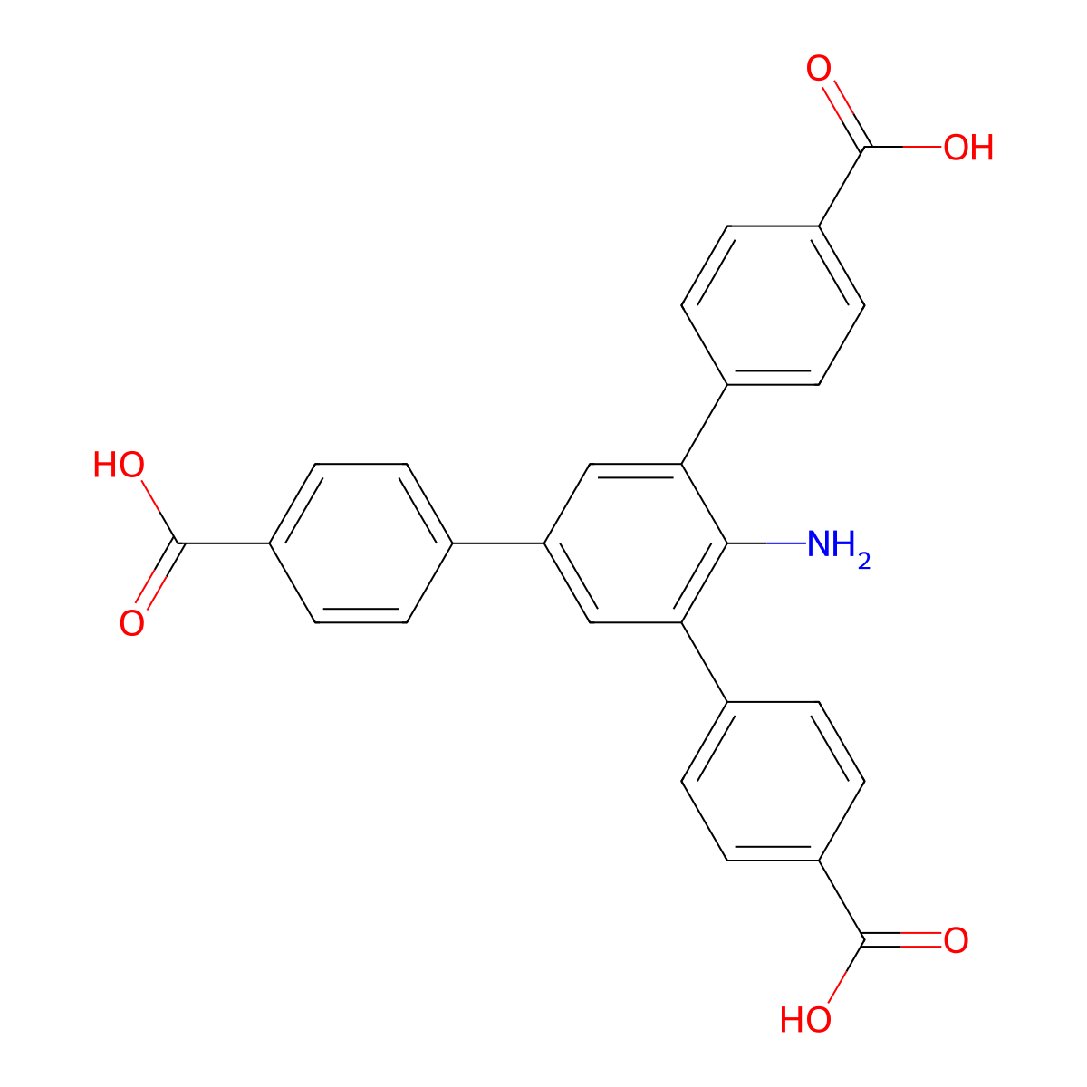 2'-Amino-5'-(4-carboxyphenyl)-[1,1':3',1''-terphenyl]-4,4''-dicarboxylic acid molecular structure, CAS 1414662-67-1