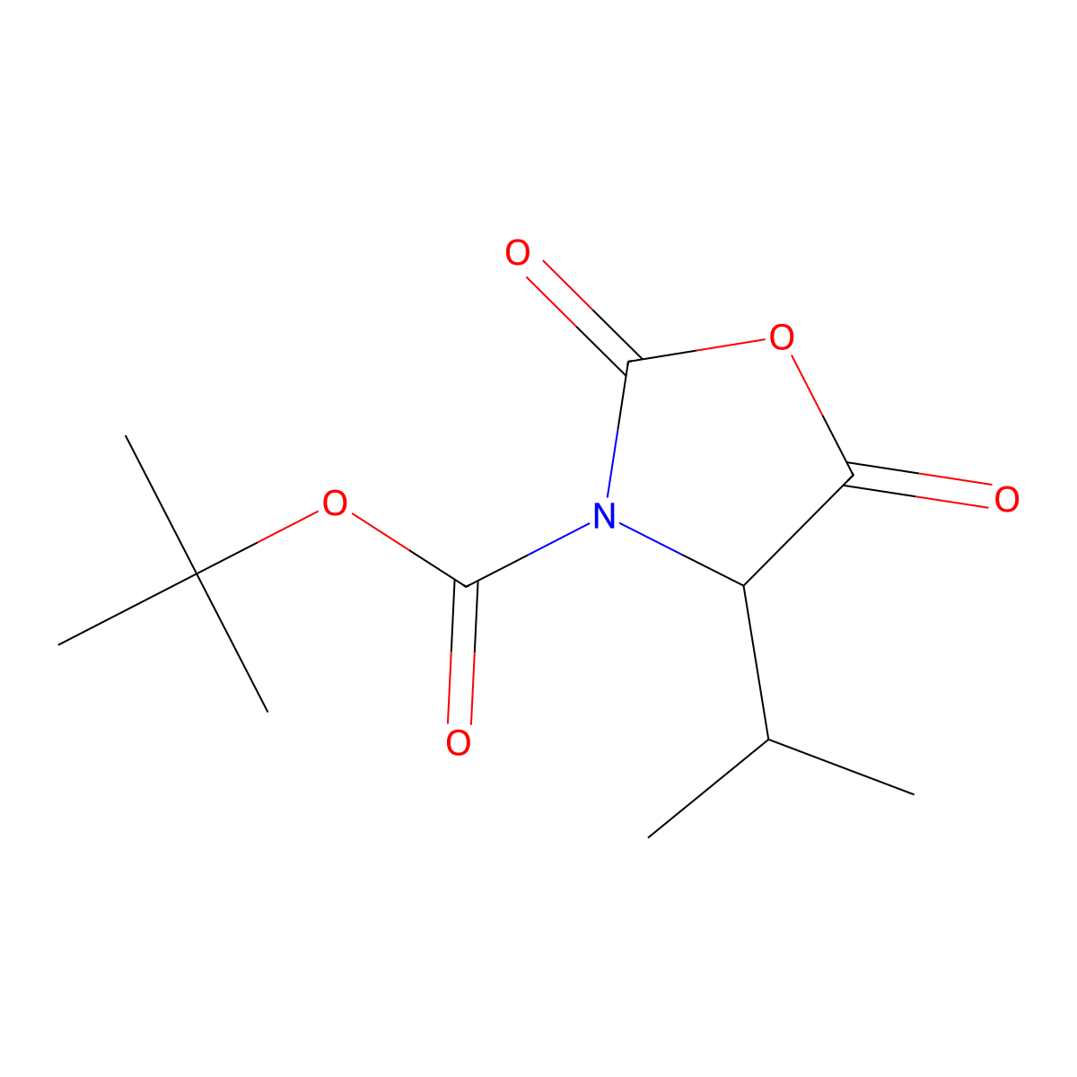 tert-Butyl (4S)-4-isopropyl-2,5-dioxo-1,3-oxazolidin-3-carboxylate molecular structure, CAS 141468-55-5
