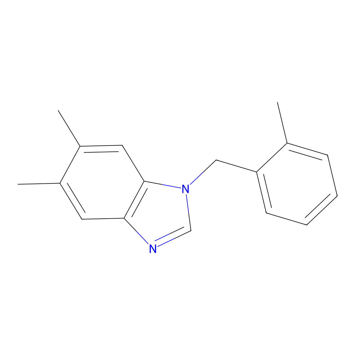 5,6-Dimethyl-1-[(2-methylphenyl)methyl]benzimidazole molecular structure, CAS 141472-87-9