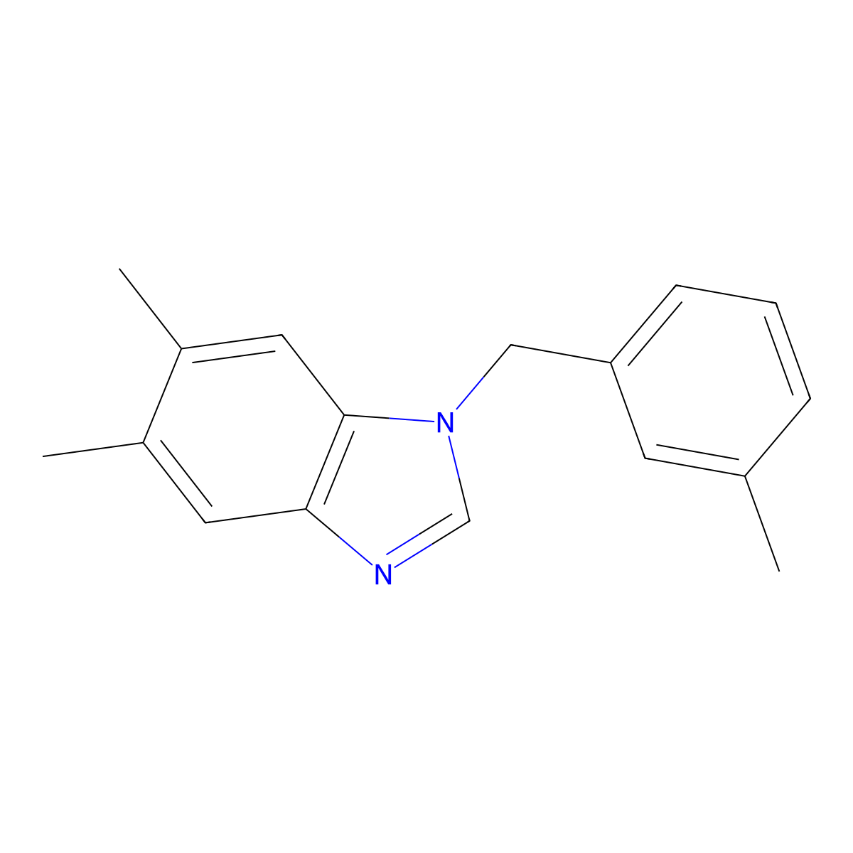 5,6-Dimethyl-1-[(3-methylphenyl)methyl]benzimidazole molecular structure, CAS 141472-93-7