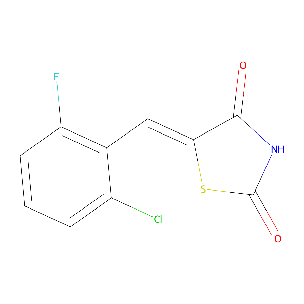 2,4-Thiazolidinedione, 5-[(2-chloro-6-fluorophenyl)methylene]- molecular structure, CAS 141479-30-3