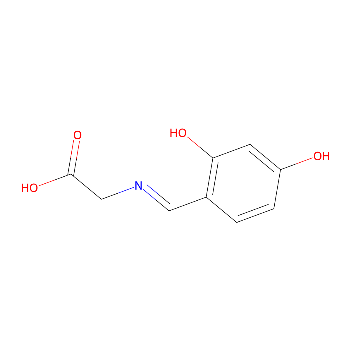 Glycine, N-[(2,4-dihydroxyphenyl)methylene]- molecular structure, CAS 141479-56-3