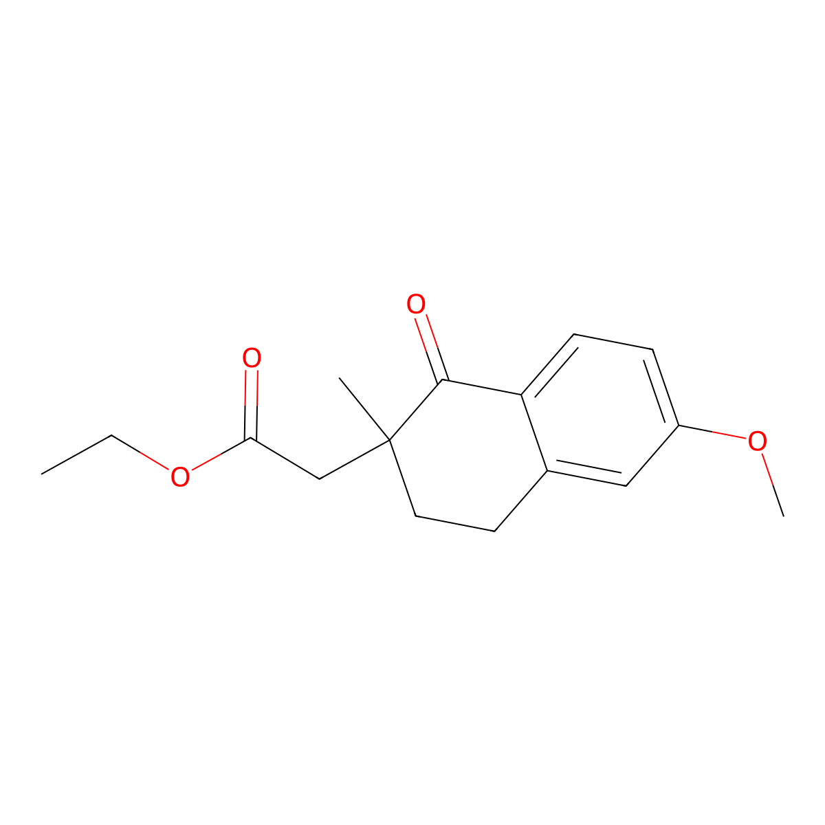 Ethyl 2-(6-methoxy-2-methyl-1-oxo-1,2,3,4-tetrahydronaphthalen-2-yl)acetate molecular structure, CAS 1414797-83-3