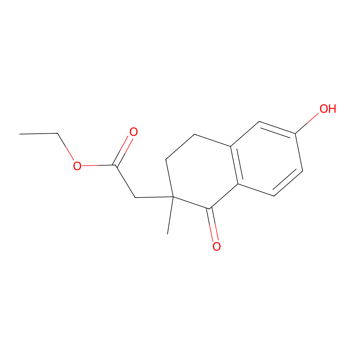 Ethyl 2-(6-hydroxy-2-methyl-1-oxo-1,2,3,4-tetrahydronaphthalen-2-yl)acetate molecular structure, CAS 1414797-85-5