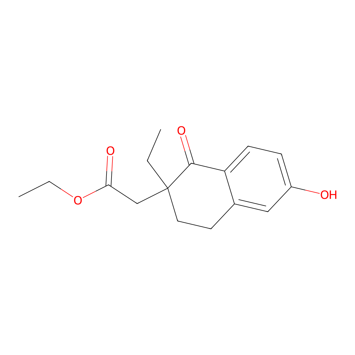 Ethyl 2-(2-ethyl-6-hydroxy-1-oxo-1,2,3,4-tetrahydronaphthalen-2-yl)acetate molecular structure, CAS 1414797-95-7