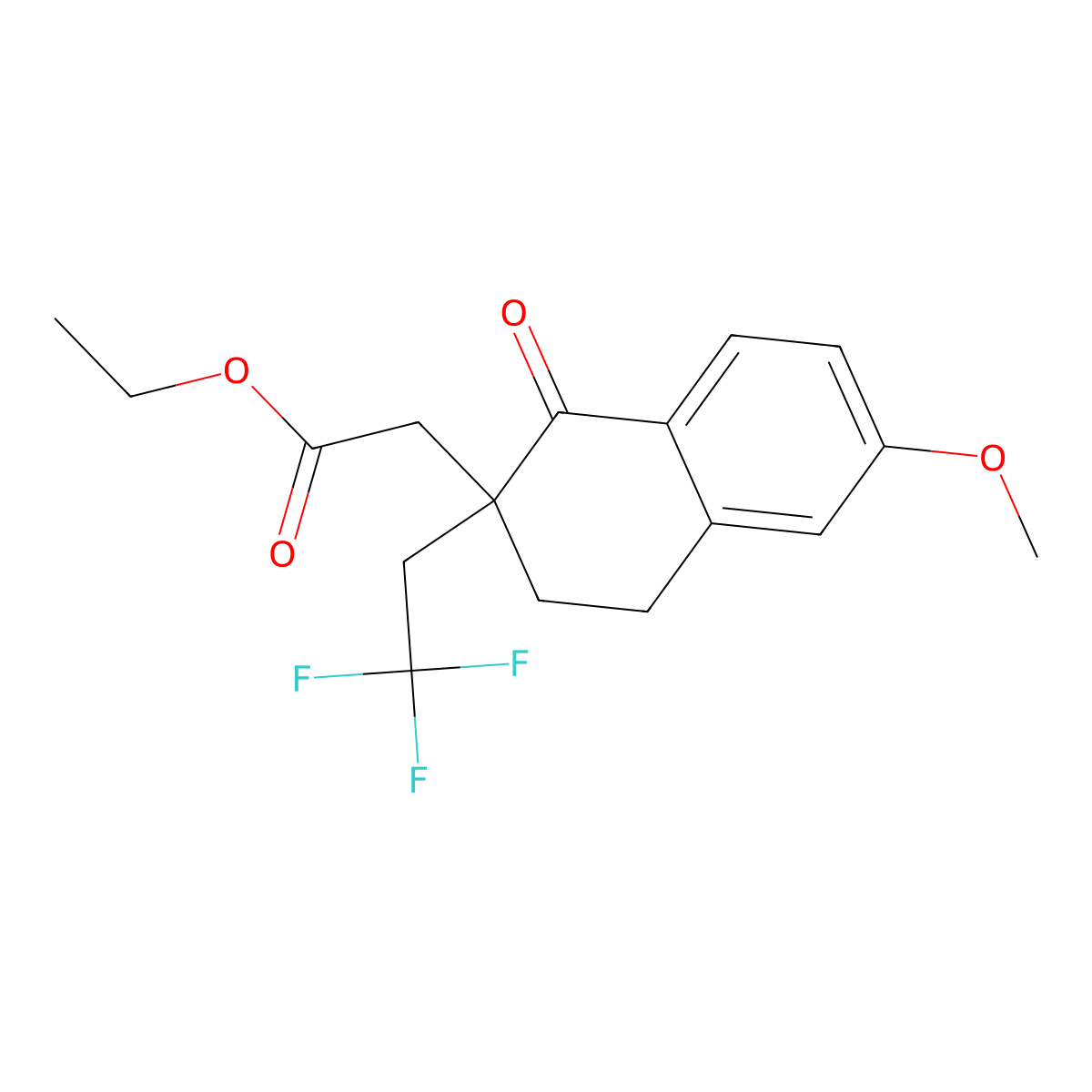 Ethyl 2-(6-methoxy-1-oxo-2-(2,2,2-trifluoroethyl)-1,2,3,4-tetrahydronaphthalen-2-yl)acetate molecular structure, CAS 1414798-30-3