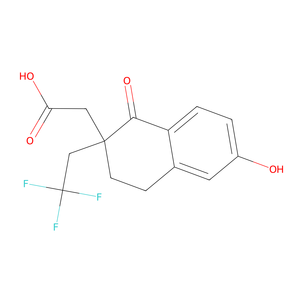 2-(6-Hydroxy-1-oxo-2-(2,2,2-trifluoroethyl)-1,2,3,4-tetrahydronaphthalen-2-yl)acetic acid molecular structure, CAS 1414798-31-4