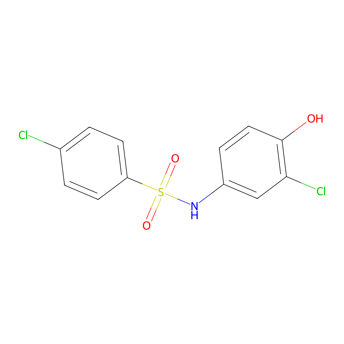 Benzenesulfonamide, 4-chloro-N-(3-chloro-4-hydroxyphenyl)- molecular structure, CAS 141481-31-4