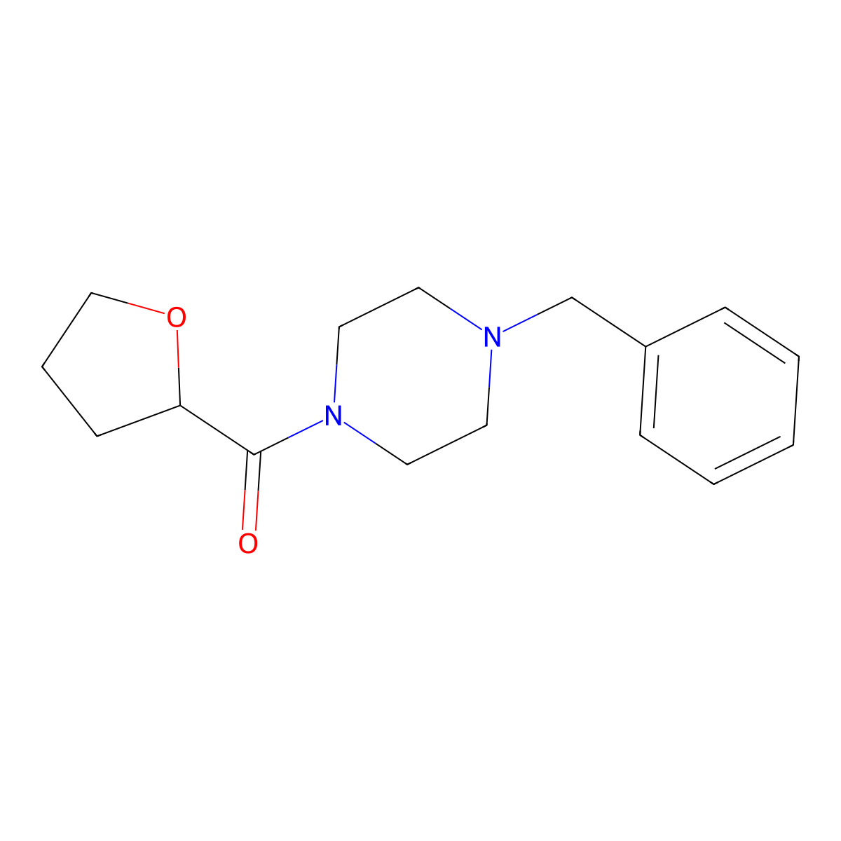 Piperazine, 1-(phenylmethyl)-4-[(tetrahydro-2-furanyl)carbonyl]- molecular structure, CAS 141483-17-2