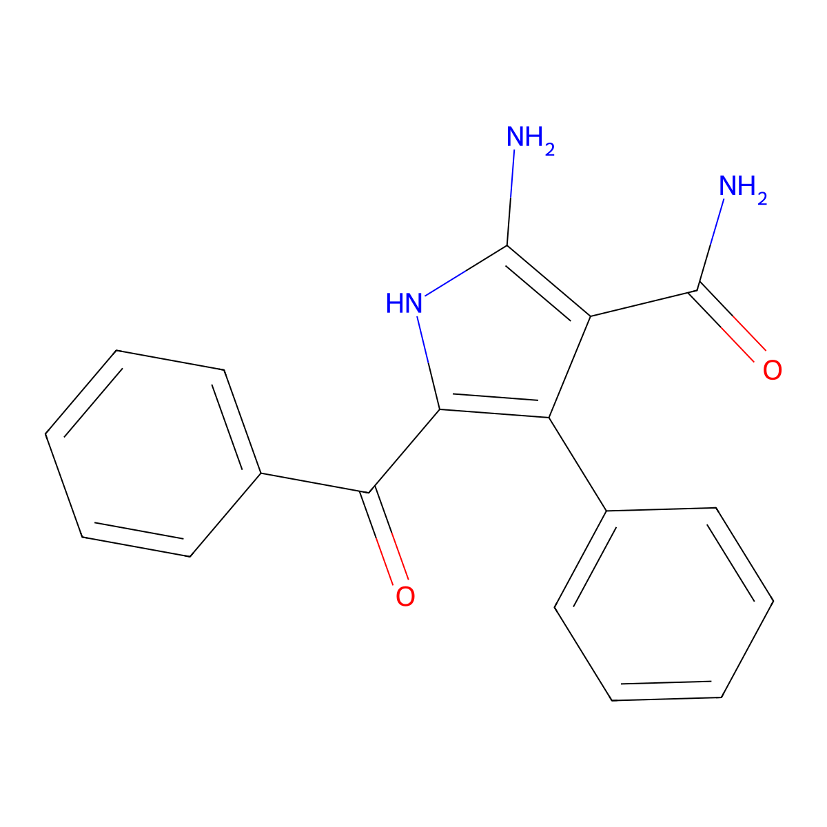 2-amino-5-benzoyl-4-phenyl-1H-pyrrole-3-carboxamide molecular structure, CAS 1414841-38-5