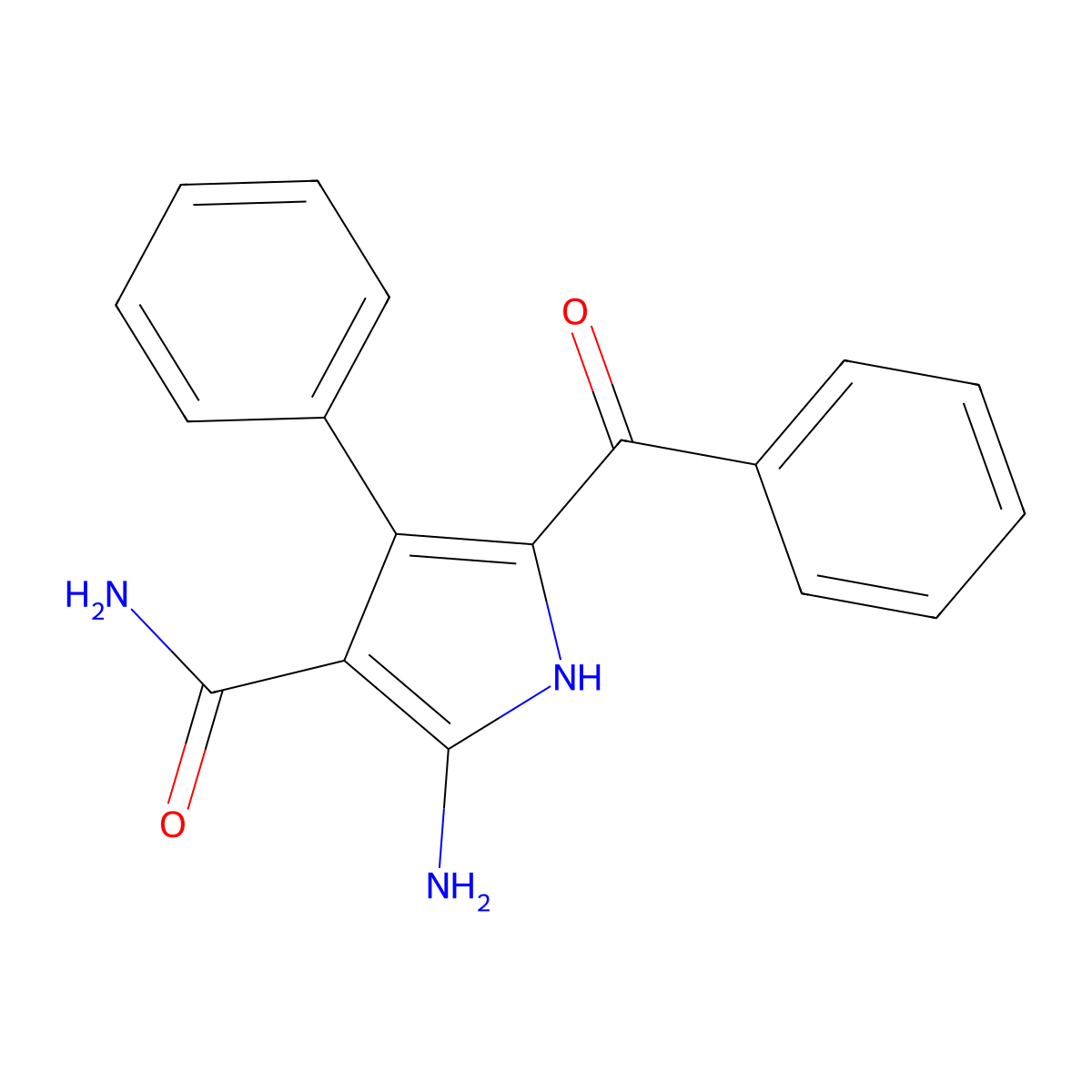 2-amino-5-benzoyl-4-phenyl-1H-pyrrole-3-carboxamide molecular structure, CAS 1414841-38-5