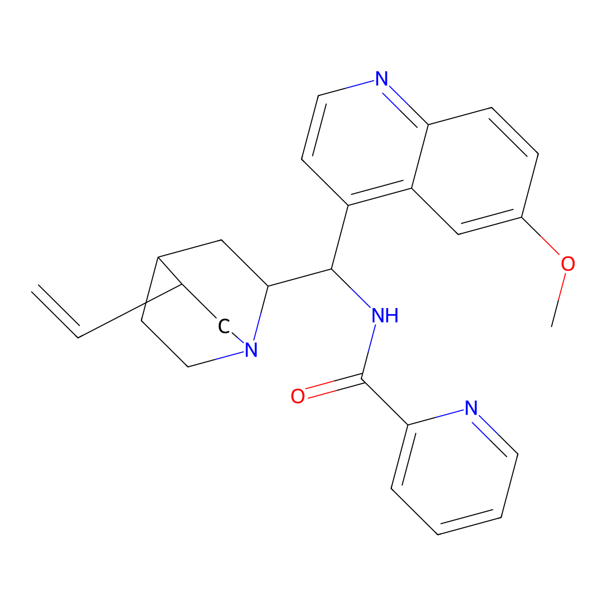 N-((S)-(6-methoxyquinolin-4-yl)((1S,2S,4S,5R)-5-vinylquinuclidin-2-yl)methyl)picolinamide molecular structure, CAS 1414851-58-3