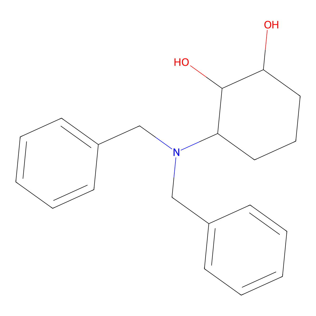 (1S,2R,3R)-3-(dibenzylamino)cyclohexane-1,2-diol molecular structure, CAS 1414856-63-5