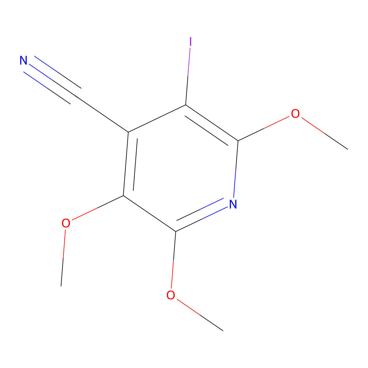 3-Iodo-2,5,6-trimethoxyisonicotinonitrile molecular structure, CAS 1414864-11-1