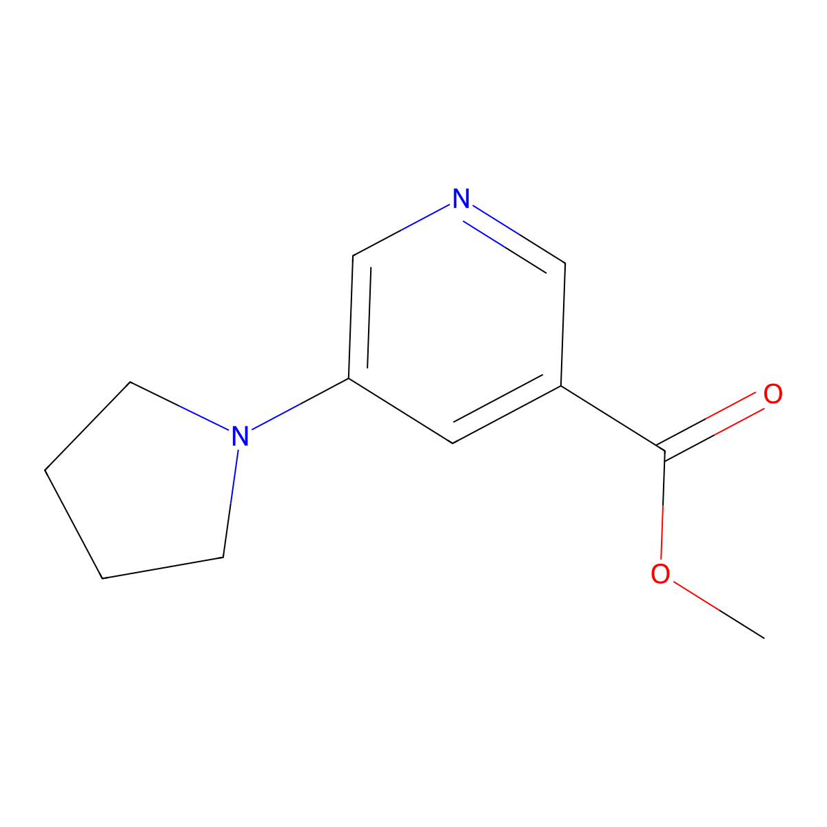 Methyl 5-(pyrrolidin-1-yl)pyridine-3-carboxylate molecular structure, CAS 1414866-57-1