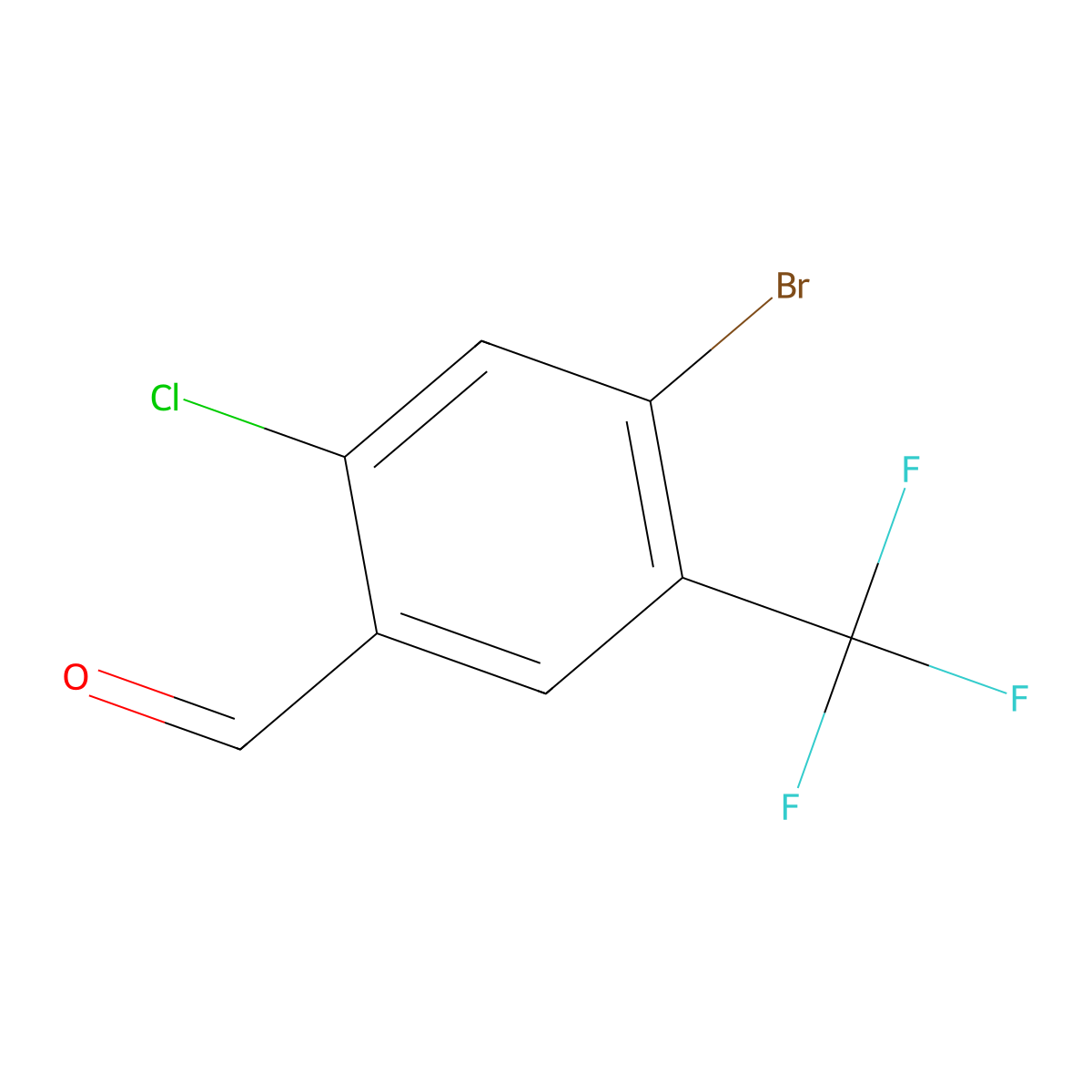 4-Bromo-2-chloro-5-(trifluoromethyl)benzaldehyde molecular structure, CAS 1414870-64-6