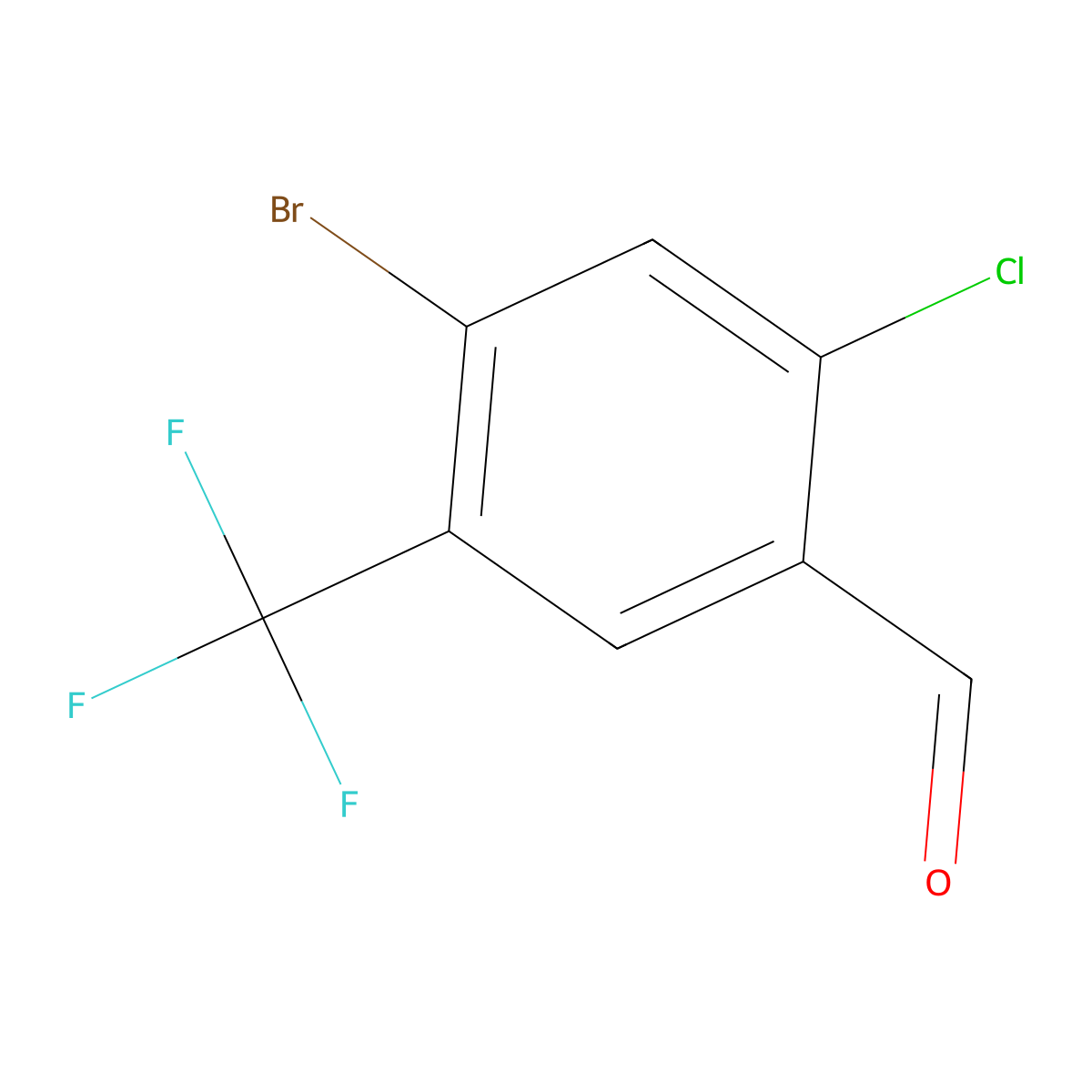 4-Bromo-2-chloro-5-(trifluoromethyl)benzaldehyde molecular structure, CAS 1414870-64-6