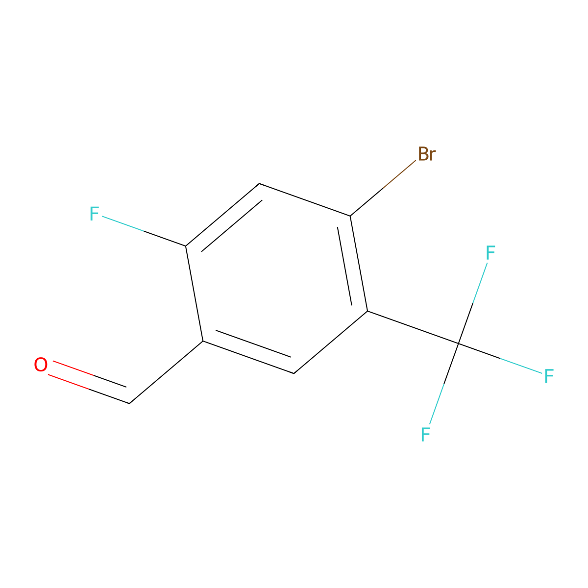 4-Bromo-2-fluoro-5-(trifluoromethyl)benzaldehyde molecular structure, CAS 1414870-67-9