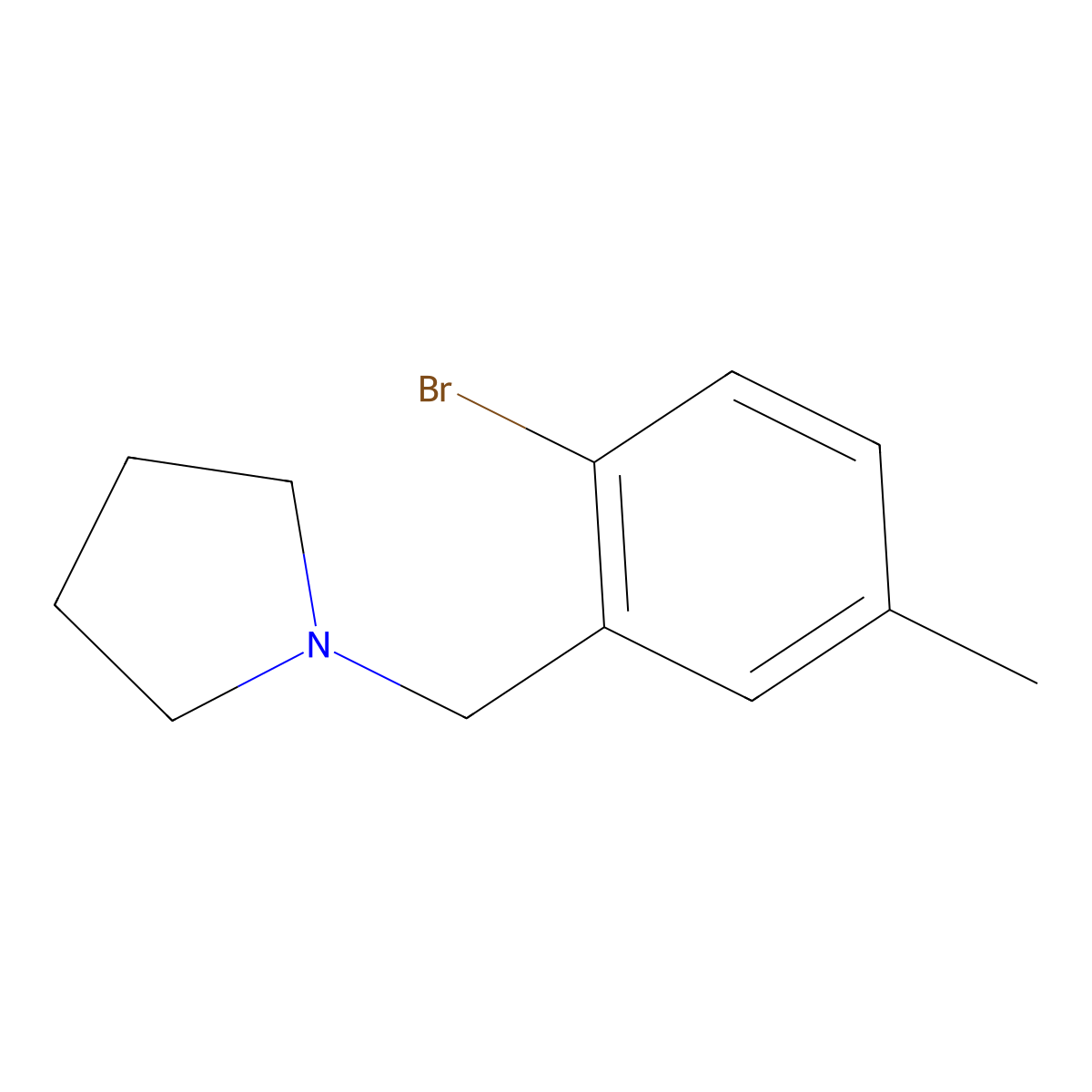 1-[(2-Bromo-5-methylphenyl)methyl]-pyrrolidine molecular structure, CAS 1414870-81-7