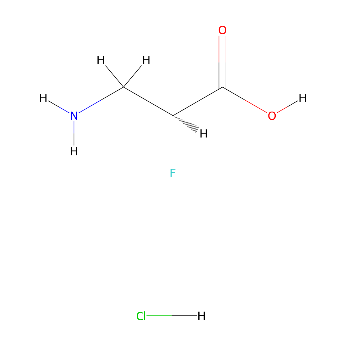 (2S)-3-amino-2-fluoropropanoic acid hydrochloride molecular structure, CAS 1414874-20-6