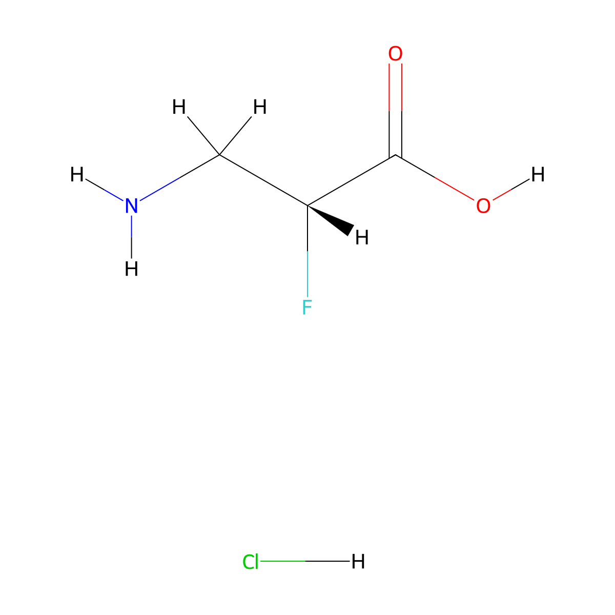 (2R)-3-amino-2-fluoropropanoic acid hydrochloride molecular structure, CAS 1414874-23-9