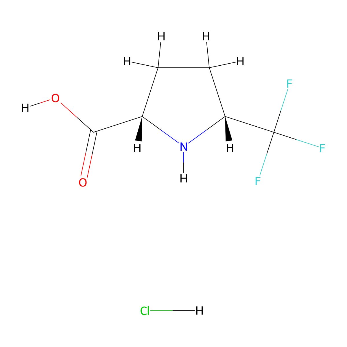 Rel-(2S,5R)-5-(trifluoromethyl)pyrrolidine-2-carboxylic acid hydrochloride molecular structure, CAS 1414887-35-6