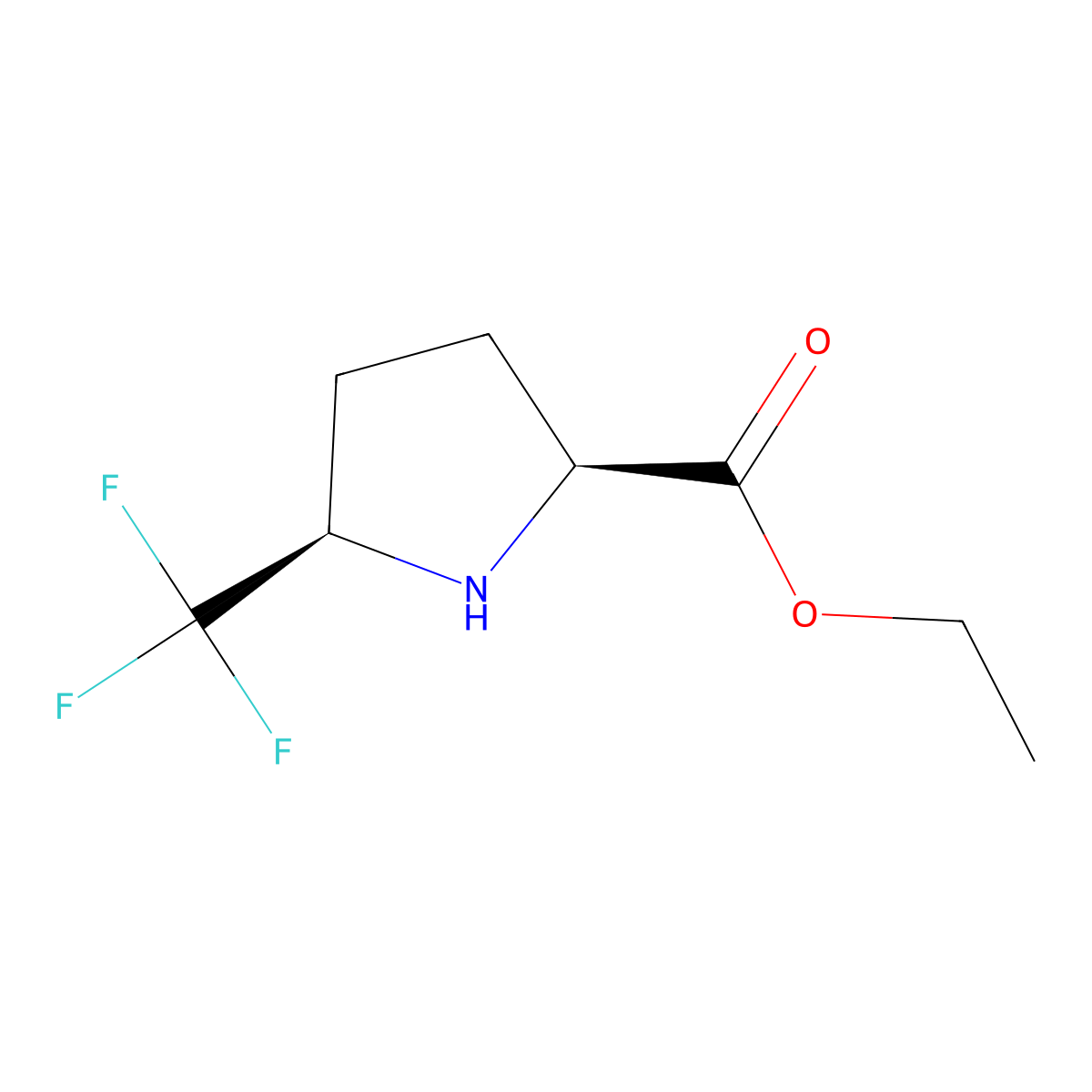 rac-ethyl (2R,5S)-5-(trifluoromethyl)pyrrolidine-2-carboxylate molecular structure, CAS 1414919-33-7