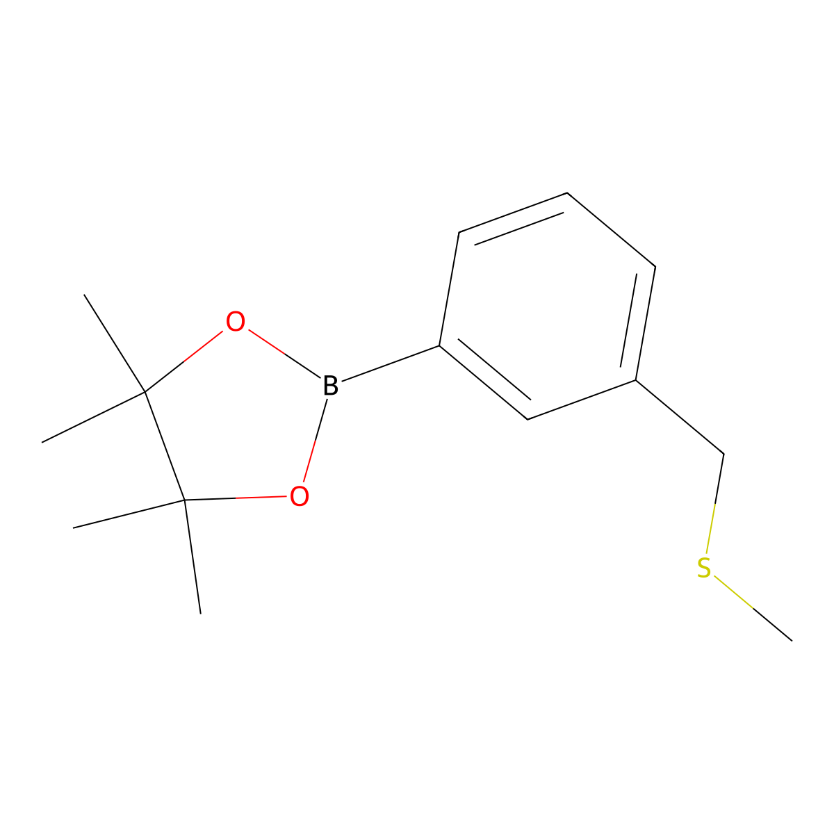 4,4,5,5-Tetramethyl-2-{3-[(methylsulfanyl)methyl]phenyl}-1,3,2-dioxaborolane molecular structure, CAS 1414923-65-1