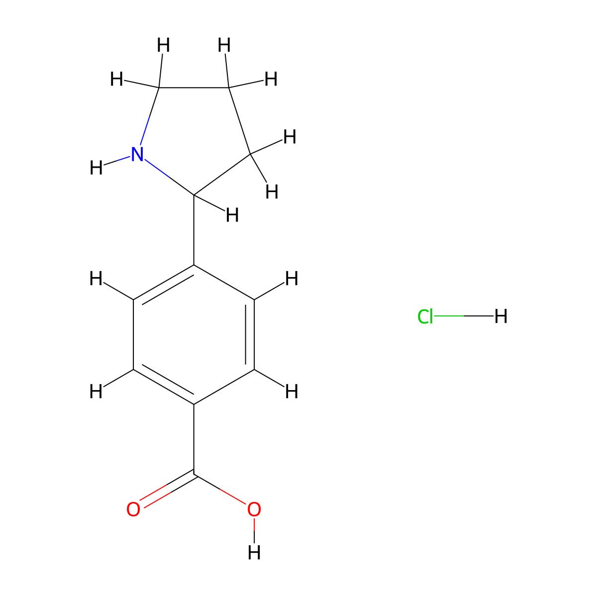 4-Pyrrolidin-2-yl-benzoic acid hydrochloride molecular structure, CAS 1414958-11-4