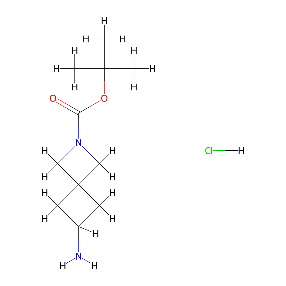 Tert-butyl 6-amino-2-azaspiro[3.3]heptane-2-carboxylate hydrochloride molecular structure, CAS 1414958-13-6