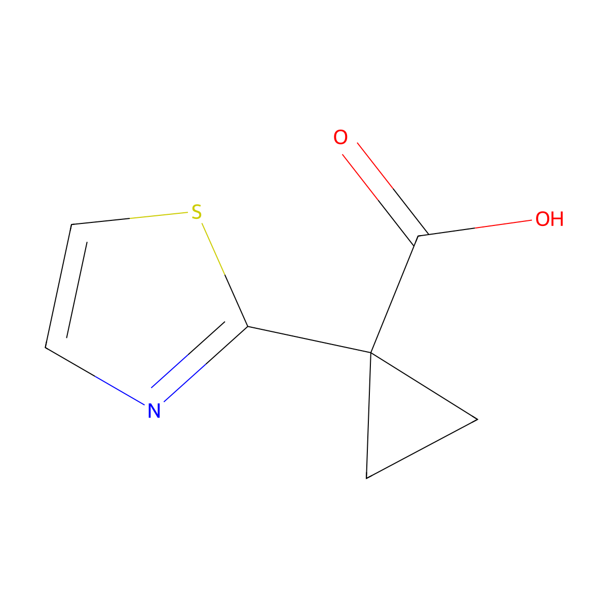 Cyclopropanecarboxylic acid, 1-(2-thiazolyl)- molecular structure, CAS 1414958-21-6