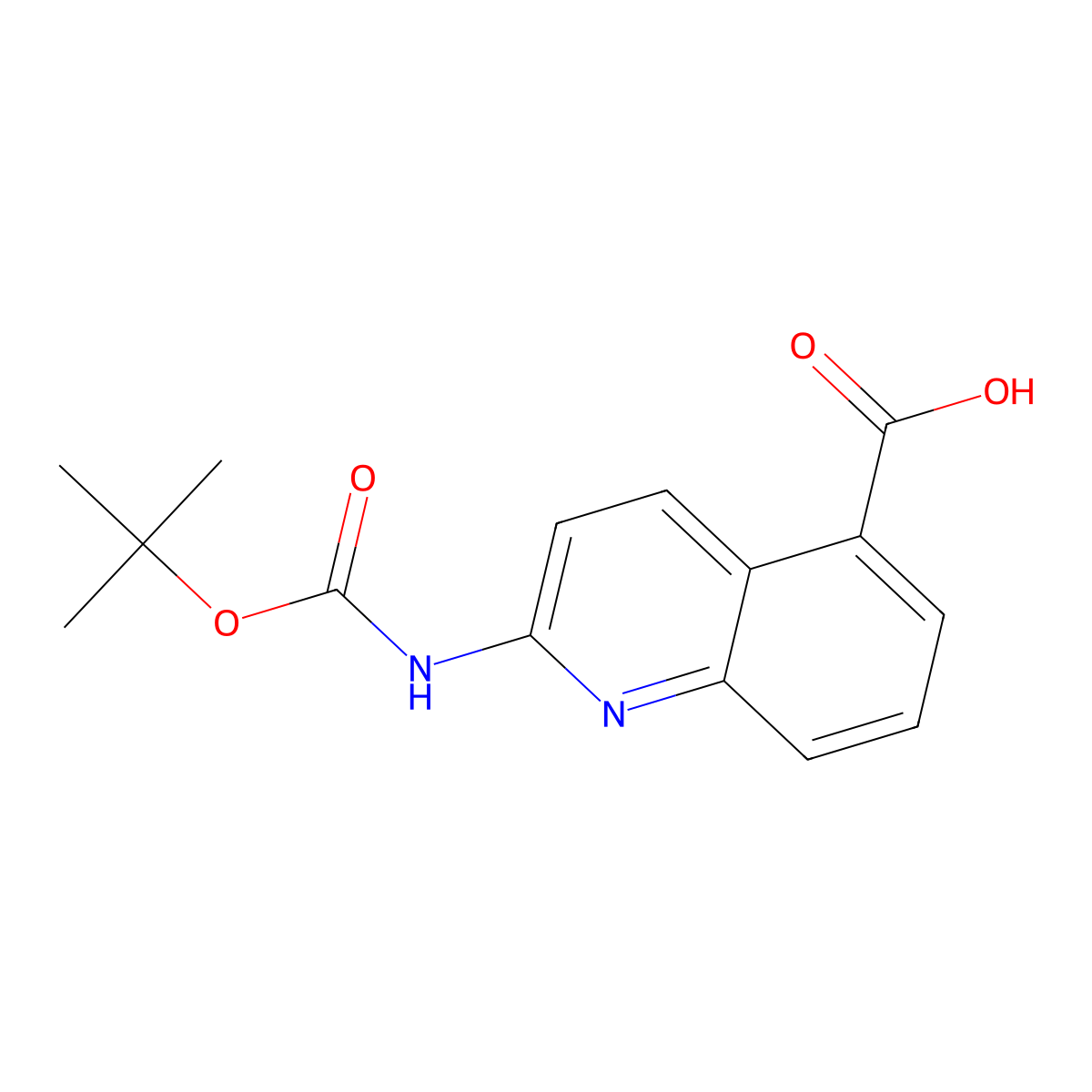 2-((tert-Butoxycarbonyl)amino)quinoline-5-carboxylic acid molecular structure, CAS 1414958-35-2