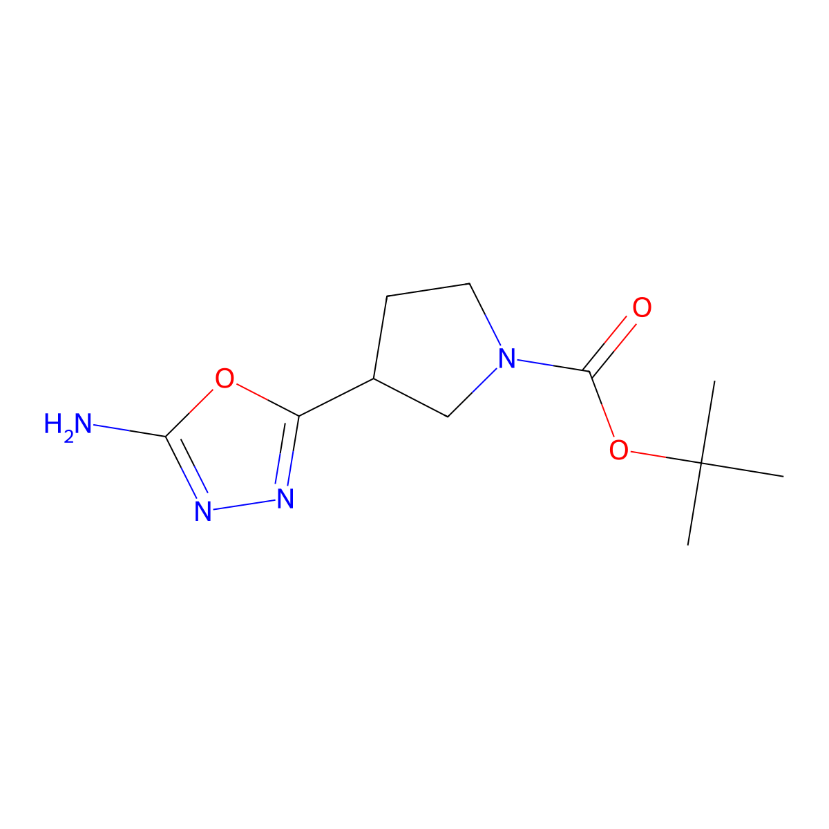 1-Boc-3-(5-Amino-[1,3,4]oxadiazol-2-yl)-pyrrolidine molecular structure, CAS 1414958-41-0