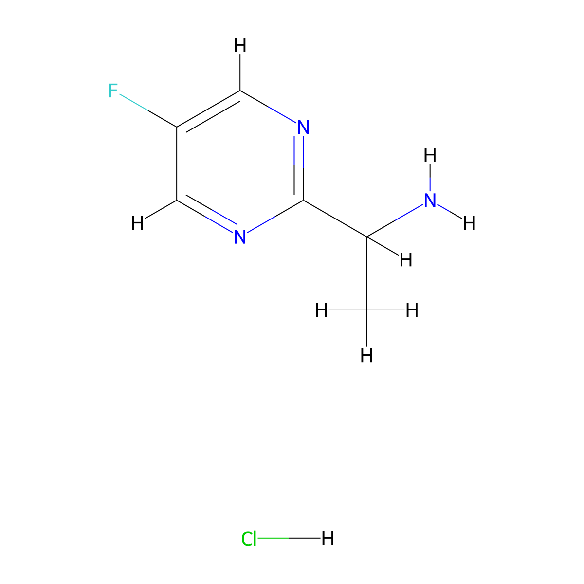1-(5-Fluoropyrimidin-2-yl)ethan-1-amine hydrochloride molecular structure, CAS 1414958-45-4