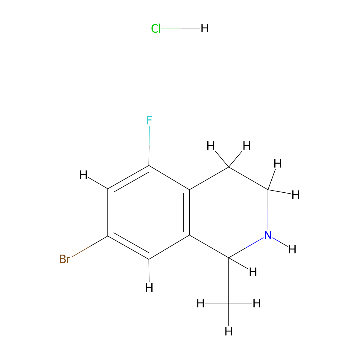7-Bromo-5-fluoro-1-methyl-1,2,3,4-tetrahydro-isoquinoline hydrochloride molecular structure, CAS 1414958-49-8