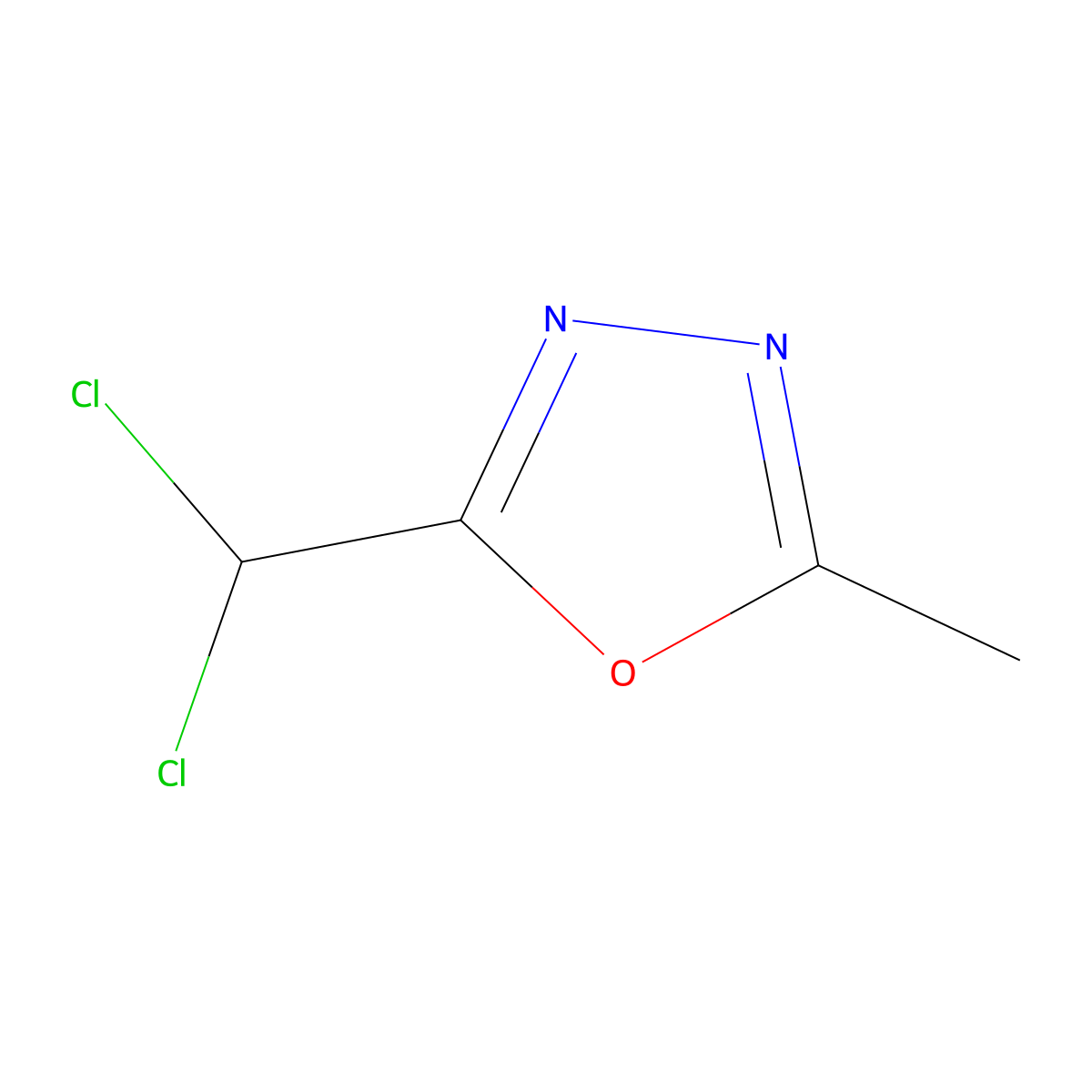 2-Dichloromethyl-5-methyl-[1,3,4]oxadiazole molecular structure, CAS 1414958-55-6