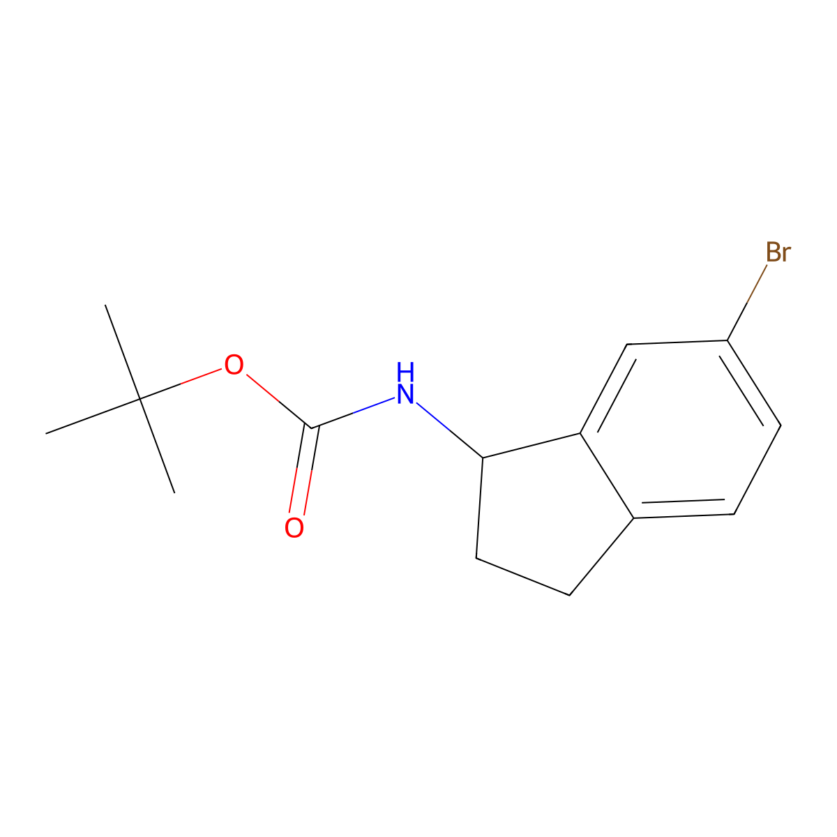 tert-Butyl (6-bromo-2,3-dihydro-1H-inden-1-yl)carbamate molecular structure, CAS 1414958-70-5